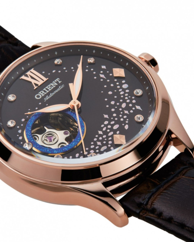 RAAG0017Y10B, RA-AG0017Y10B Orient Blue Moon Open Heart automata női karóra (35mm)