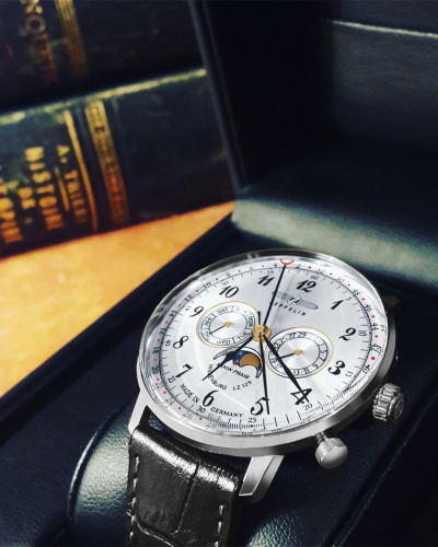 7036-1 Zeppelin LZ 129 Hindenburg Moonphase quartz férfi karóra (40mm)